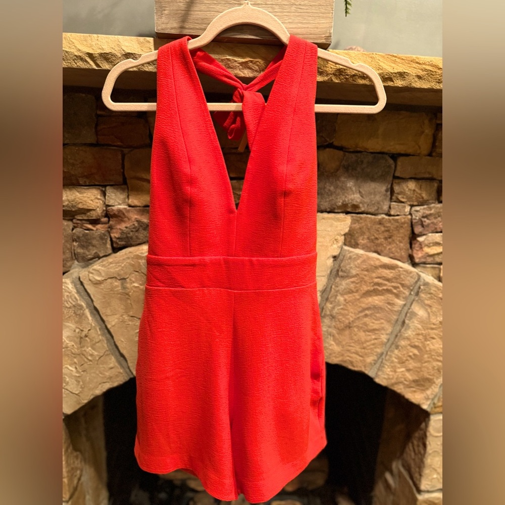 Dress The Population~Poppy color dressy casual halter romper
